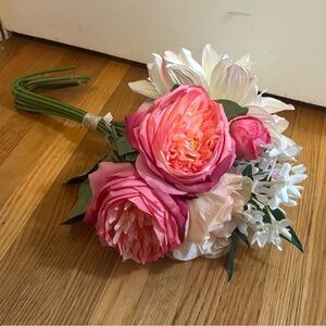 Pottery Barn Faux Flowers Dhlia Rose Bundle Bloom Bouquet NWT